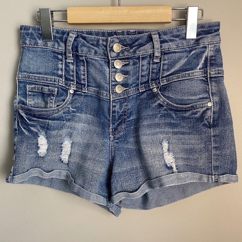 Vienna Women's Denim High Waist Rolled Hem Jean Shorts Size 7